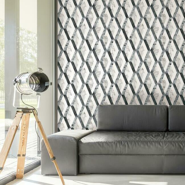 statuary-diamond-inlay-premium-peel-stick-wallpaper-greys-york-wallcoverings-psw1116rl - York Wallcoverings Wallpaper
