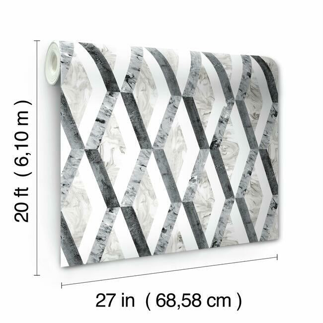 statuary-diamond-inlay-premium-peel-stick-wallpaper-greys-york-wallcoverings-psw1116rl - York Wallcoverings Wallpaper