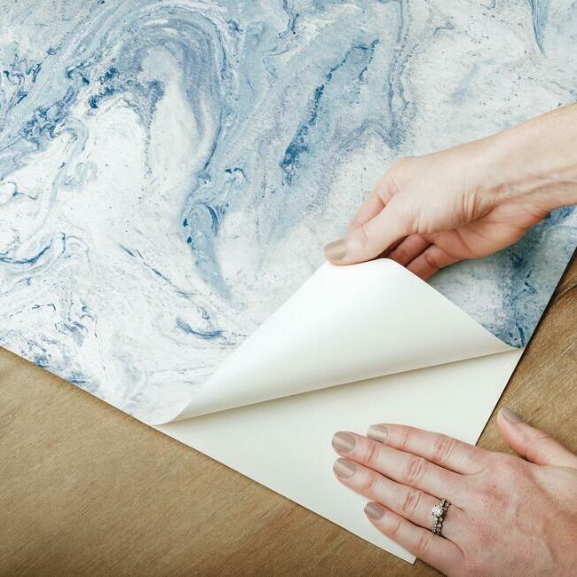 oil-marble-premium-peel-stick-wallpaper-blues-york-wallcoverings-psw1126rl - York Wallcoverings Wallpaper
