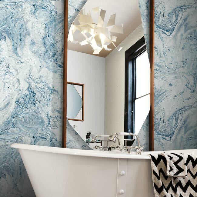 oil-marble-premium-peel-stick-wallpaper-blues-york-wallcoverings-psw1126rl - York Wallcoverings Wallpaper