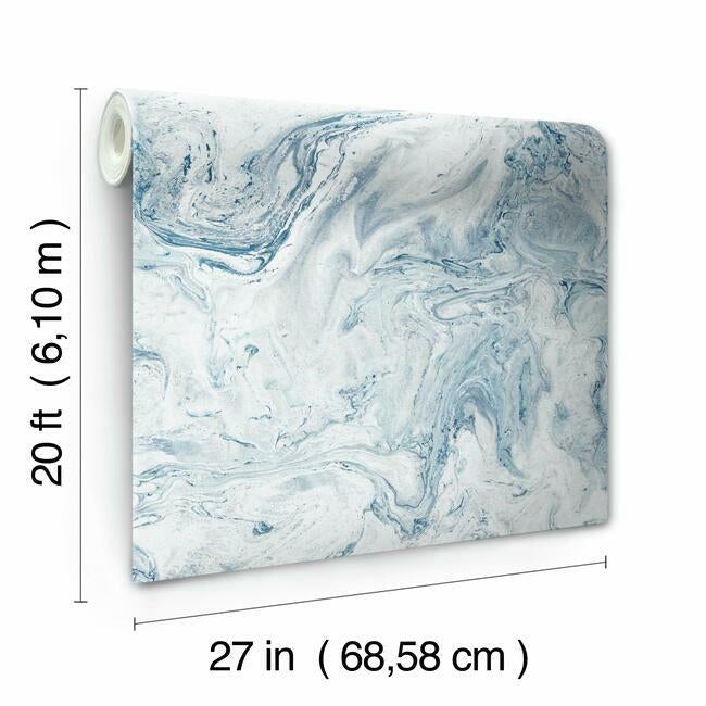 oil-marble-premium-peel-stick-wallpaper-blues-york-wallcoverings-psw1126rl - York Wallcoverings Wallpaper