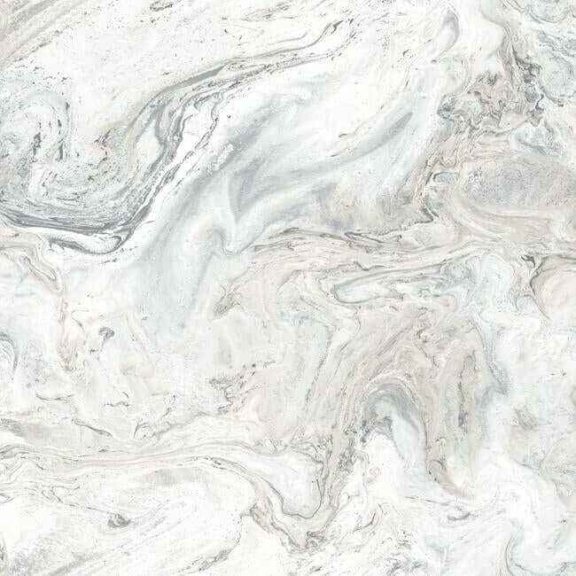 Oil & Marble White & Grey Peel & Stick Wallpaper - York Wallcoverings - PSW1127RL - York Wallcoverings Wallpaper