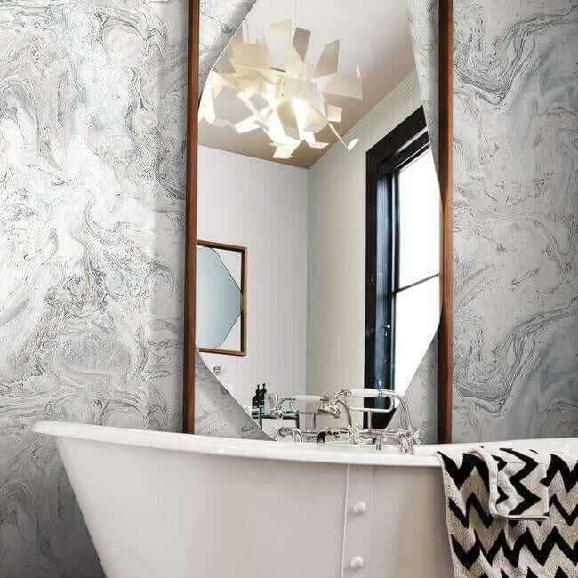 Oil & Marble White & Grey Peel & Stick Wallpaper - York Wallcoverings - PSW1127RL - York Wallcoverings Wallpaper