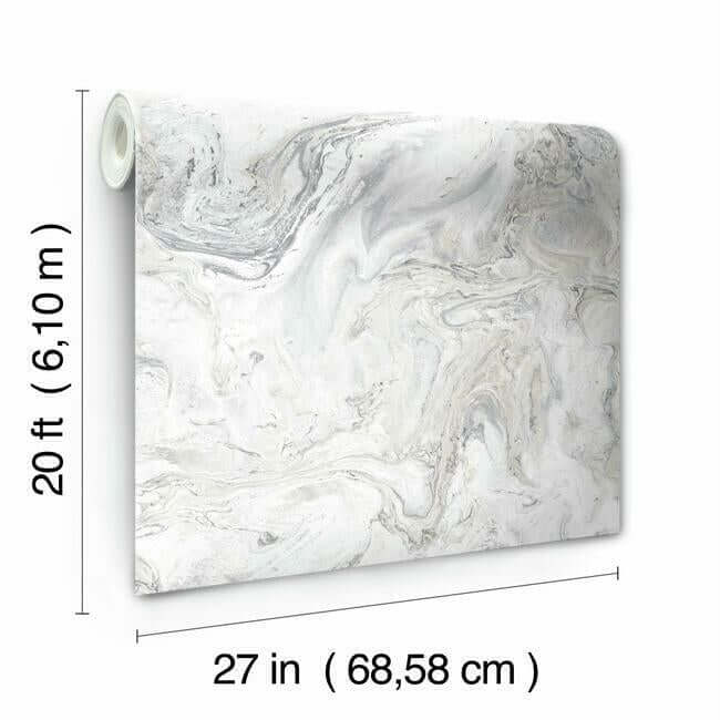 oil-marble-premium-peel-stick-wallpaper-whitegrey-york-wallcoverings-psw1127rl - York Wallcoverings Wallpaper