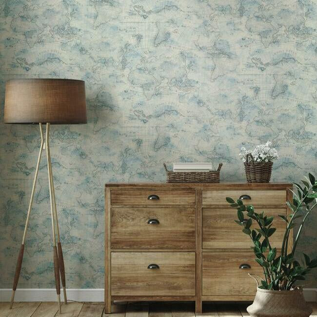 coastal-map-premium-peel-stick-wallpaper-blue-grey-york-wallcoverings-psw1131rl - York Wallpaper Wallpaper