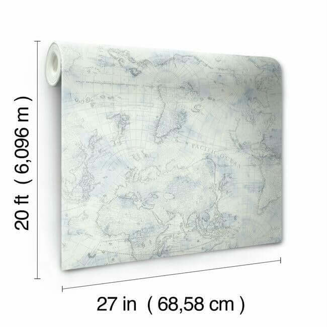 coastal-map-premium-peel-stick-wallpaper-bluegrey-york-wallcoverings-psw1131rl - York Wallcoverings Wallpaper