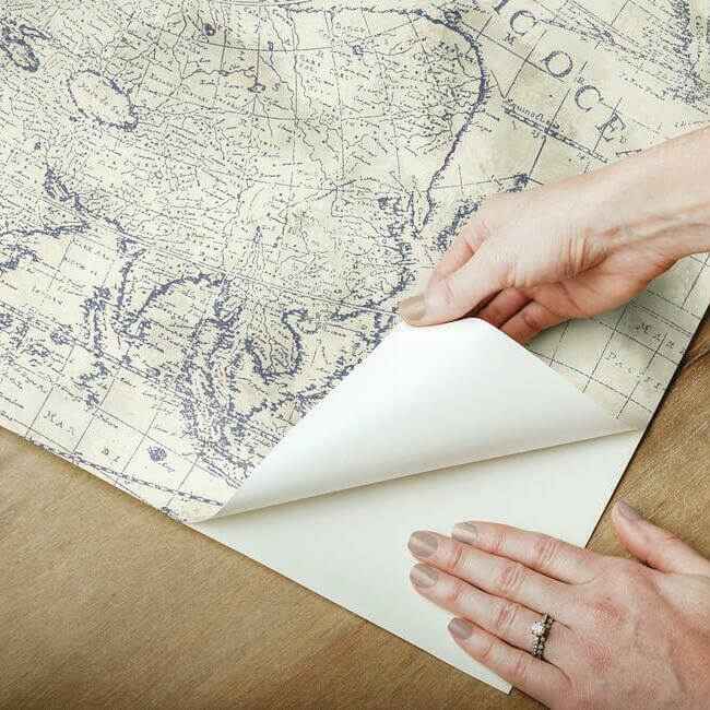 Coastal Map Blue & Beige Peel & Stick Wallpaper - York Wallcoverings - PSW1132RL - York Wallcoverings Wallpaper