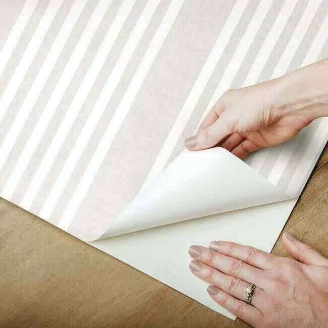 French Linen Stripe Off White Peel & Stick Wallpaper - York Wallcoverings - PSW1134RL - York Wallcoverings Wallpaper