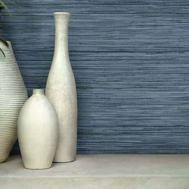 Bahia Grass Navy Peel & Stick Wallpaper - York Wallcoverings - PSW1136RL - York Wallcoverings Wallpaper