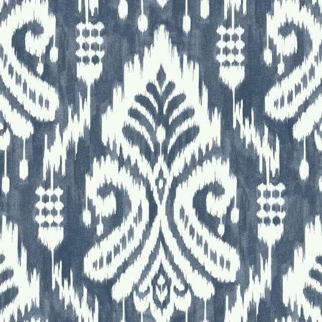 Hawthorne Ikat Blue Peel & Stick Wallpaper - York Wallcoverings - PSW1143RL - York Wallcoverings Wallpaper