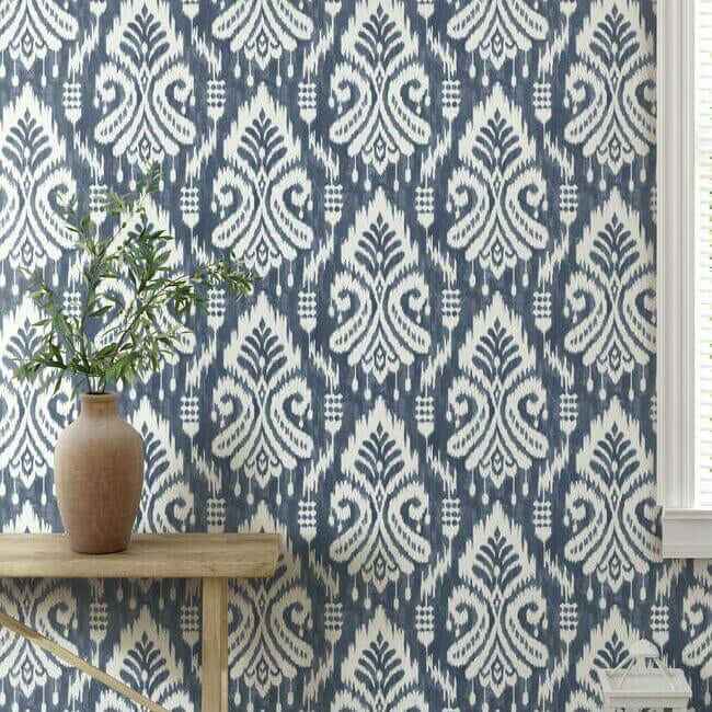Hawthorne Ikat Blue Peel & Stick Wallpaper - York Wallcoverings - PSW1143RL - York Wallcoverings Wallpaper