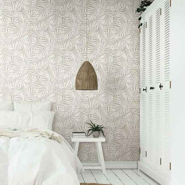 Oahu Fronds Off White Peel & Stick Wallpaper - York Wallcoverings - PSW1147RL - York Wallcoverings Wallpaper