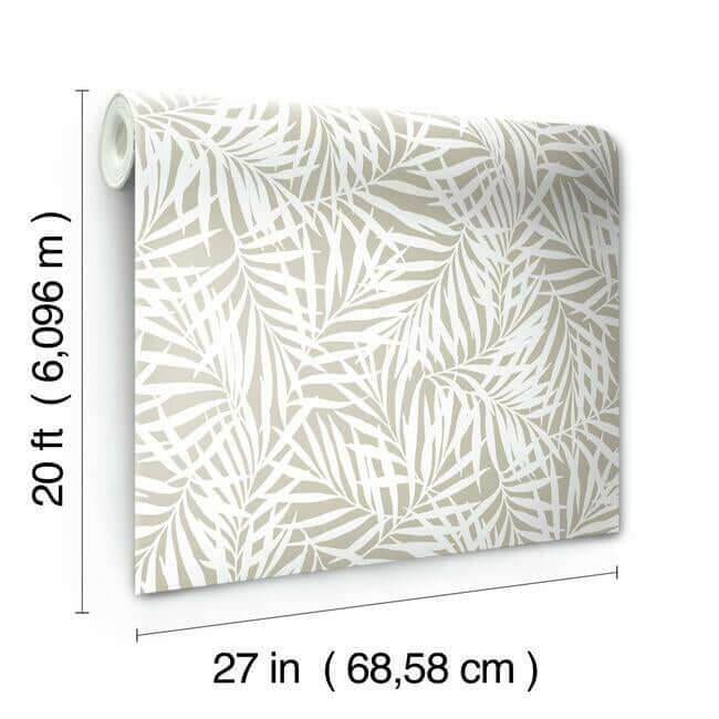 oahu-fronds-premium-peel-stick-wallpaper-linen-york-wallcoverings-psw1147rl - York Wallcoverings Wallpaper