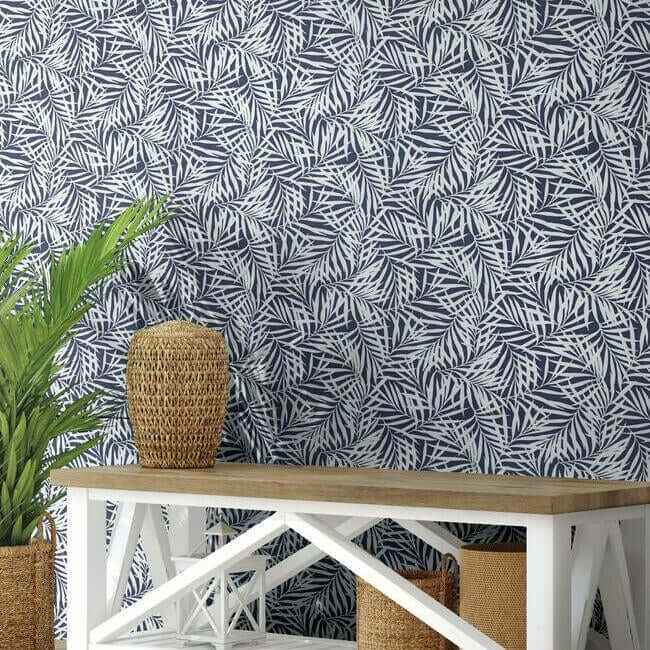 Oahu Fronds Blue Peel & Stick Wallpaper - York Wallcoverings - PSW1146RL - York Wallcoverings Wallpaper