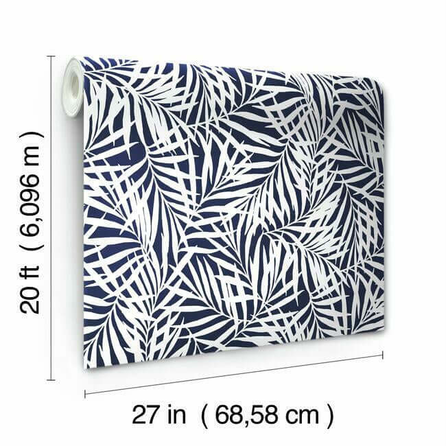 oahu-fronds-blue-peel-stick-wallpaper-york-wallcoverings-psw1146rl - York Wallcoverings Wallpaper