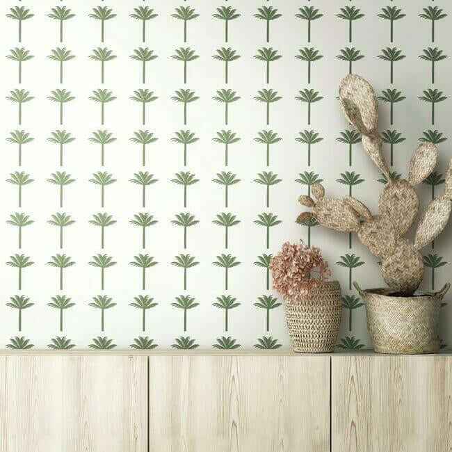 Palm Bay Green Peel & Stick Wallpaper - York Wallcoverings - PSW1150RL - York Wallcoverings Wallpaper