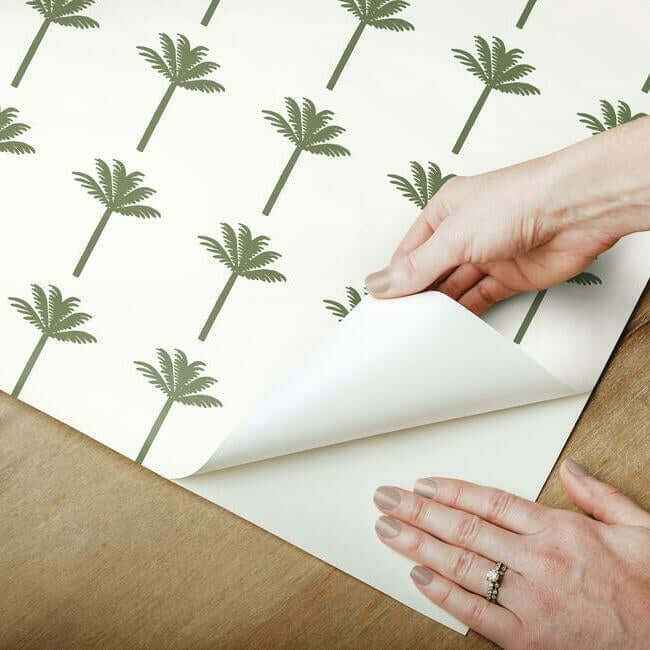 Palm Bay Green Peel & Stick Wallpaper - York Wallcoverings - PSW1150RL - York Wallcoverings Wallpaper