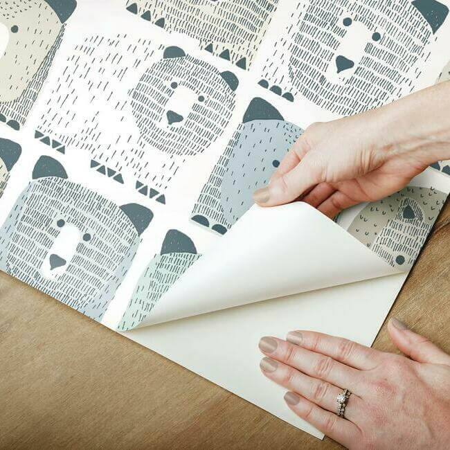 dwellstudio-bears-sidewall-premium-peel-stick-wallpaper-blue-york-wallcoverings-psw1185rl - York Wallcoverings Wallpaper