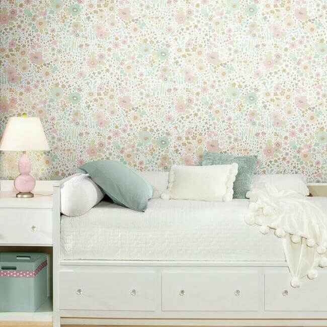 Posey Sidewall Pastel Peel & Stick Wallpaper - York Wallcoverings - PSW1186RL - York Wallcoverings Wallpaper