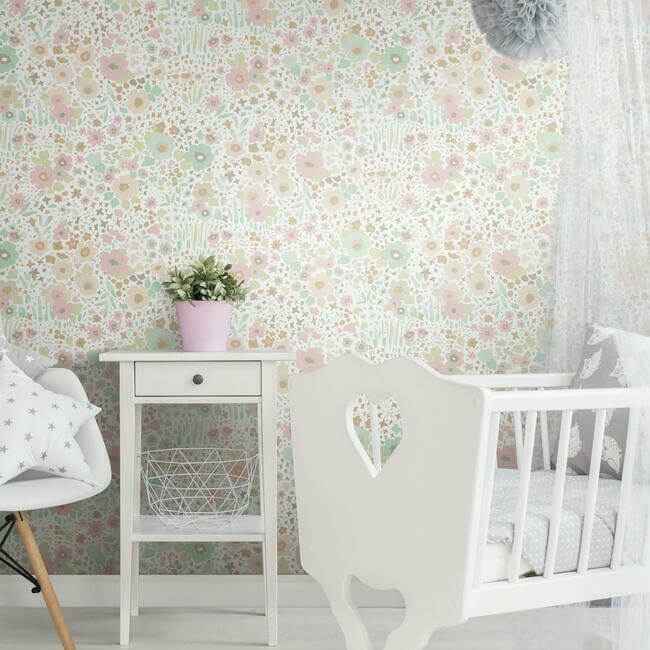Posey Sidewall Pastel Peel & Stick Wallpaper - York Wallcoverings - PSW1186RL - York Wallcoverings Wallpaper