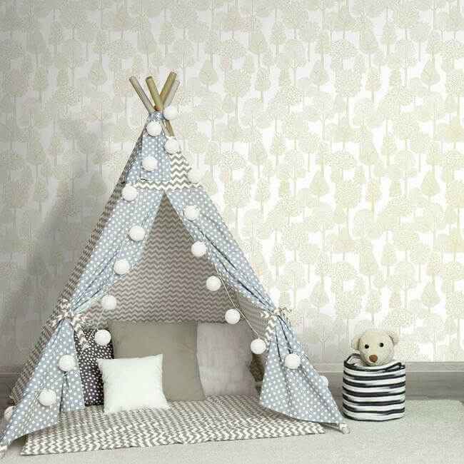 Treetops Gold Metallic Peel & Stick Wallpaper - York Wallcoverings - PSW1190RL