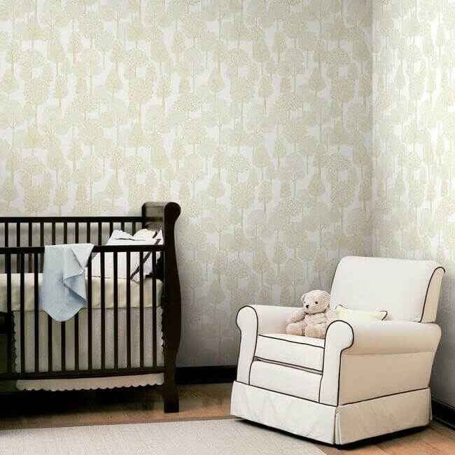 Treetops Gold Metallic Peel & Stick Wallpaper - York Wallcoverings - PSW1190RL - York Wallcoverings Wallpaper
