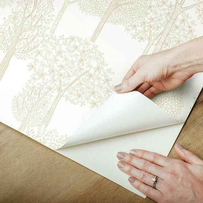 Treetops Gold Metallic Peel & Stick Wallpaper - York Wallcoverings - PSW1190RL - York Wallcoverings Wallpaper