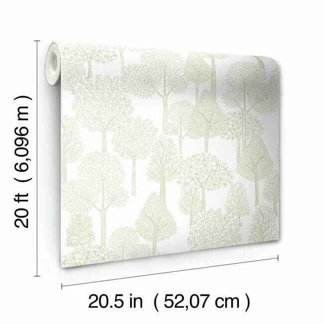 Treetops Gold Metallic Peel & Stick Wallpaper - York Wallcoverings - PSW1190RL - York Wallcoverings Wallpaper
