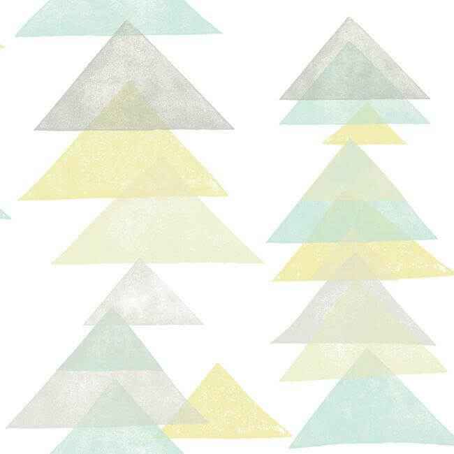 Dwellstudio Triangles Premium Peel Stick Wallpaper Aquayellow - York Wallcoverings - PSW1192RL - York Wallcoverings Wallpaper