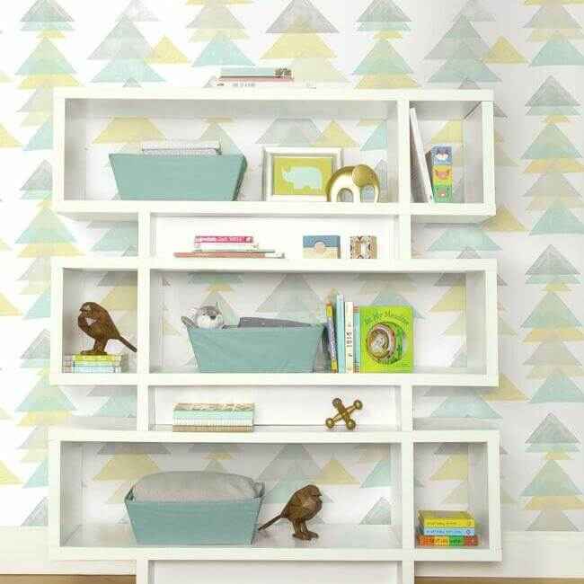 Dwellstudio Triangles Premium Peel Stick Wallpaper Aquayellow - York Wallcoverings - PSW1192RL - York Wallcoverings Wallpaper