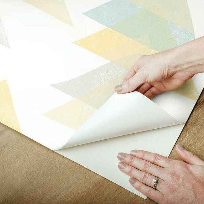 Dwellstudio Triangles Premium Peel Stick Wallpaper Aquayellow - York Wallcoverings - PSW1192RL - York Wallcoverings Wallpaper