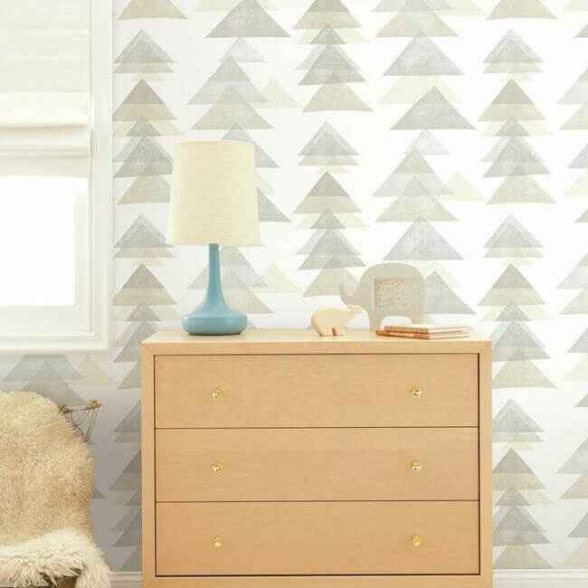 Triangles Neutral Peel & Stick Wallpaper - York Wallcoverings - PSW1191RL - York Wallcoverings Wallpaper