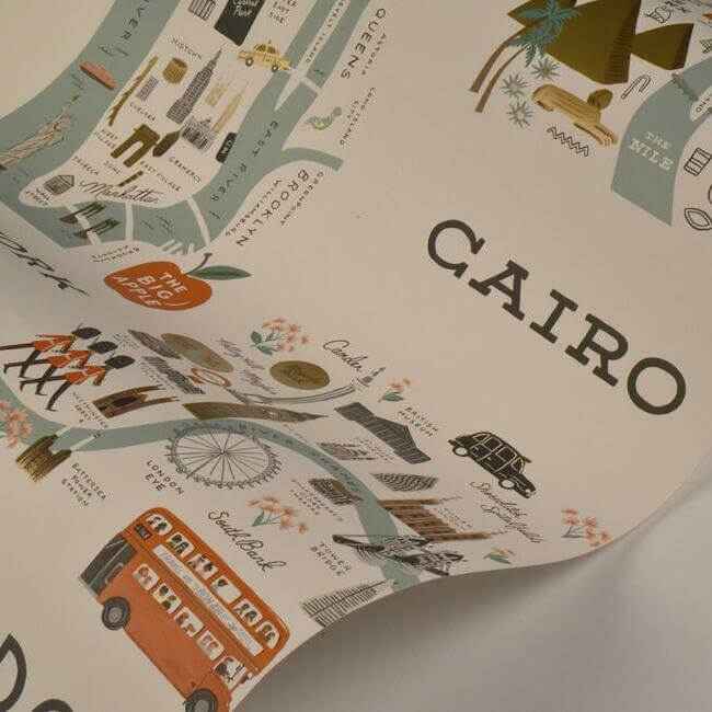 City Maps Mint Peel & Stick Wallpaper - York Wallcoverings - PSW1195RL - York Wallcoverings Wallpaper
