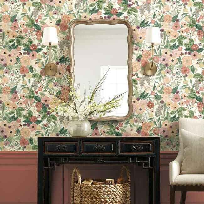 Garden Party Burgundy Peel & Stick Wallpaper - York Wallcoverings - PSW1203RL - York Wallcoverings Wallpaper