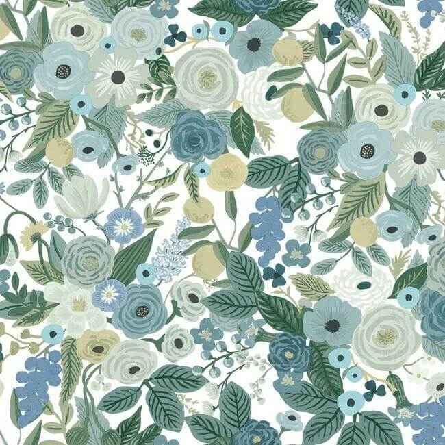 Garden Party Blue Peel & Stick Wallpaper - York Wallcoverings - PSW1201RL