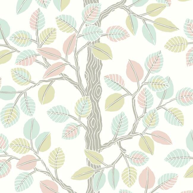 forest-leaves-premium-peel-stick-wallpaper-pink-mint-york-wallcoverings-psw1208rl