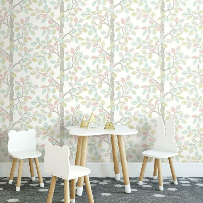 forest-leaves-premium-peel-stick-wallpaper-pink-mint-york-wallcoverings-psw1208rl