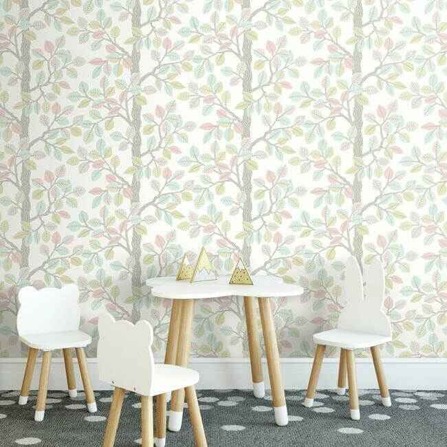 Forest Leaves Premium Peel Stick Wallpaper Pinkmint - York Wallcoverings - PSW1208RL - York Wallcoverings Wallpaper