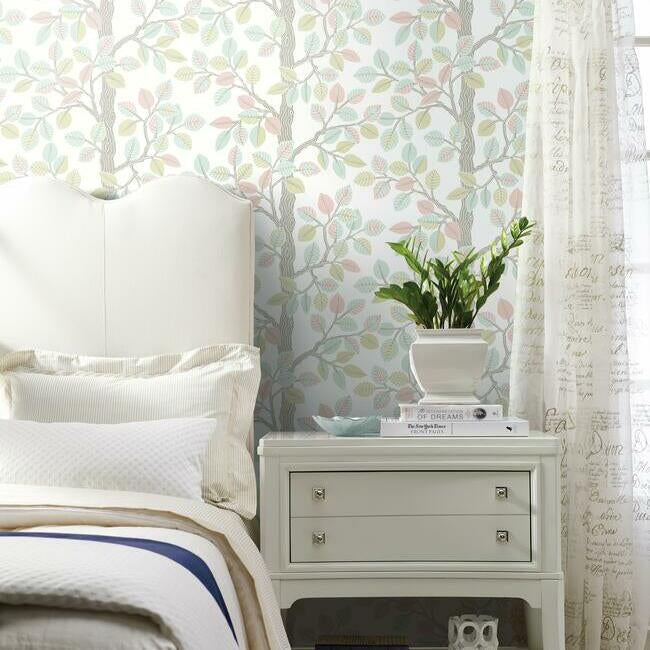 forest-leaves-premium-peel-stick-wallpaper-pink-mint-york-wallcoverings-psw1208rl