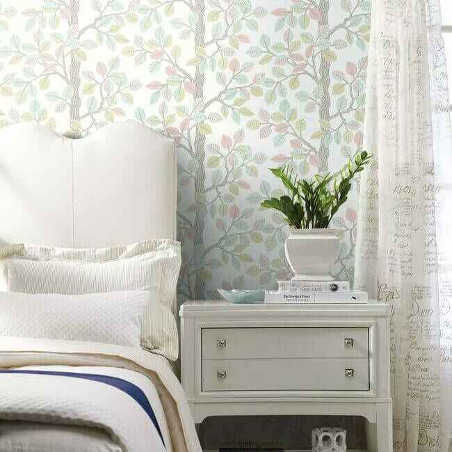 Forest Leaves Premium Peel Stick Wallpaper Pinkmint - York Wallcoverings - PSW1208RL - York Wallcoverings Wallpaper
