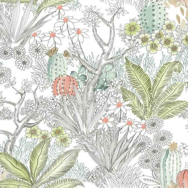 Flowering Desert Grey Peel & Stick Wallpaper - York Wallcoverings - PSW1213RL - York Wallcoverings Wallpaper