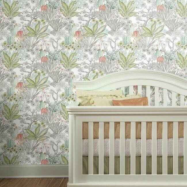 Flowering Desert Grey Peel & Stick Wallpaper - York Wallcoverings - PSW1213RL - York Wallcoverings Wallpaper