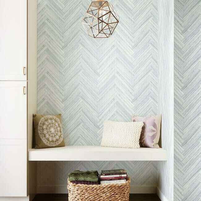 Hermosa Herringbone Blue Peel & Stick Wallpaper - York Wallcoverings - PSW1289RL - York Wallcoverings Wallpaper