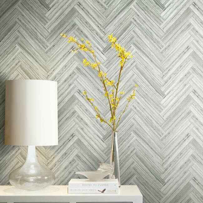 Hermosa Herringbone Grey Peel & Stick Wallpaper - York Wallcoverings - PSW1288RL - York Wallcoverings Papel pintado