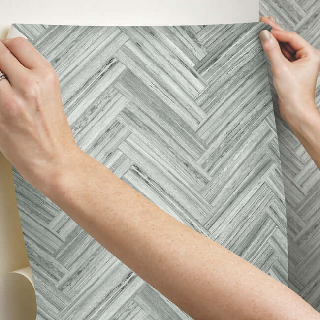hermosa-herringbone-grey-peel-stick-wallpaper-york-wallcoverings-psw1288rl - York Wallcoverings Papel pintado