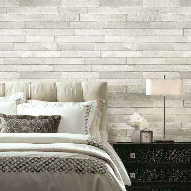 Warehouse Planks White Peel & Stick Wallpaper - York Wallcoverings - PSW1293RL