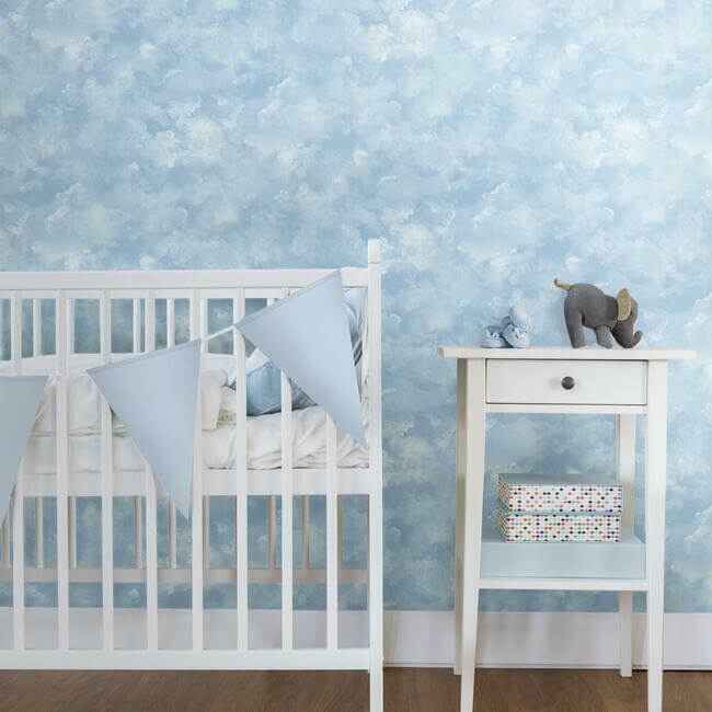 Atrium Clouds Blue Peel & Stick Wallpaper - York Wallcoverings - PSW1211RL - York Wallcoverings Wallpaper
