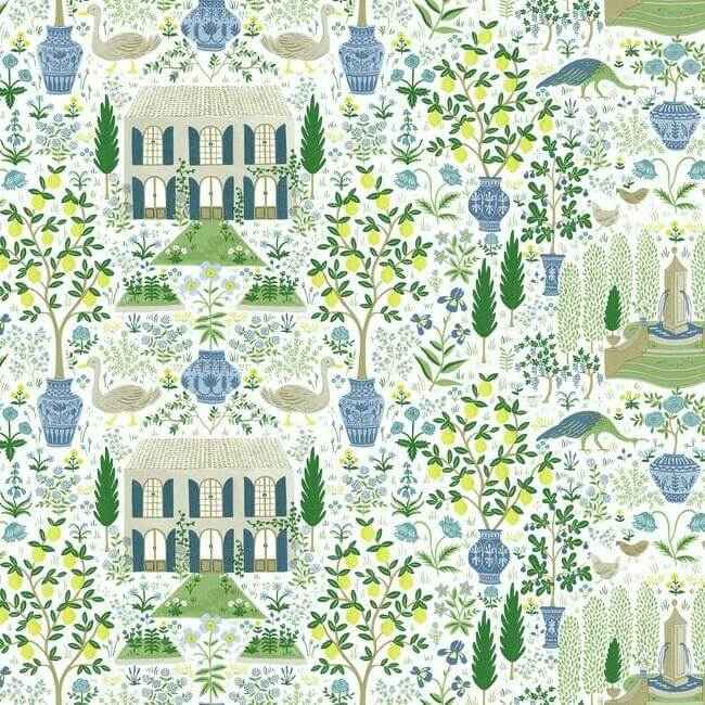 Camont Blue & Green Wallpaper - York Wallcoverings - RI5109 - York Wallcoverings Wallpaper