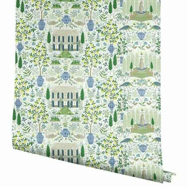 Camont Blue & Green Wallpaper - York Wallcoverings - RI5109 - York Wallcoverings Wallpaper