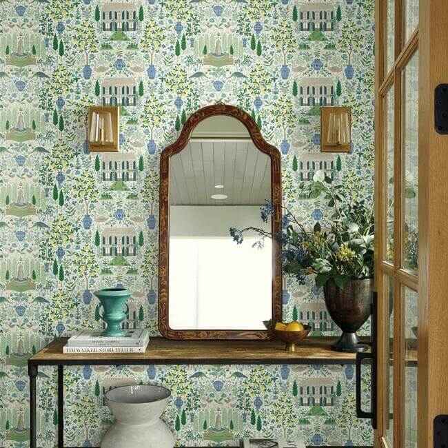Camont Blue & Green Wallpaper - York Wallcoverings - RI5109 - York Wallcoverings Wallpaper
